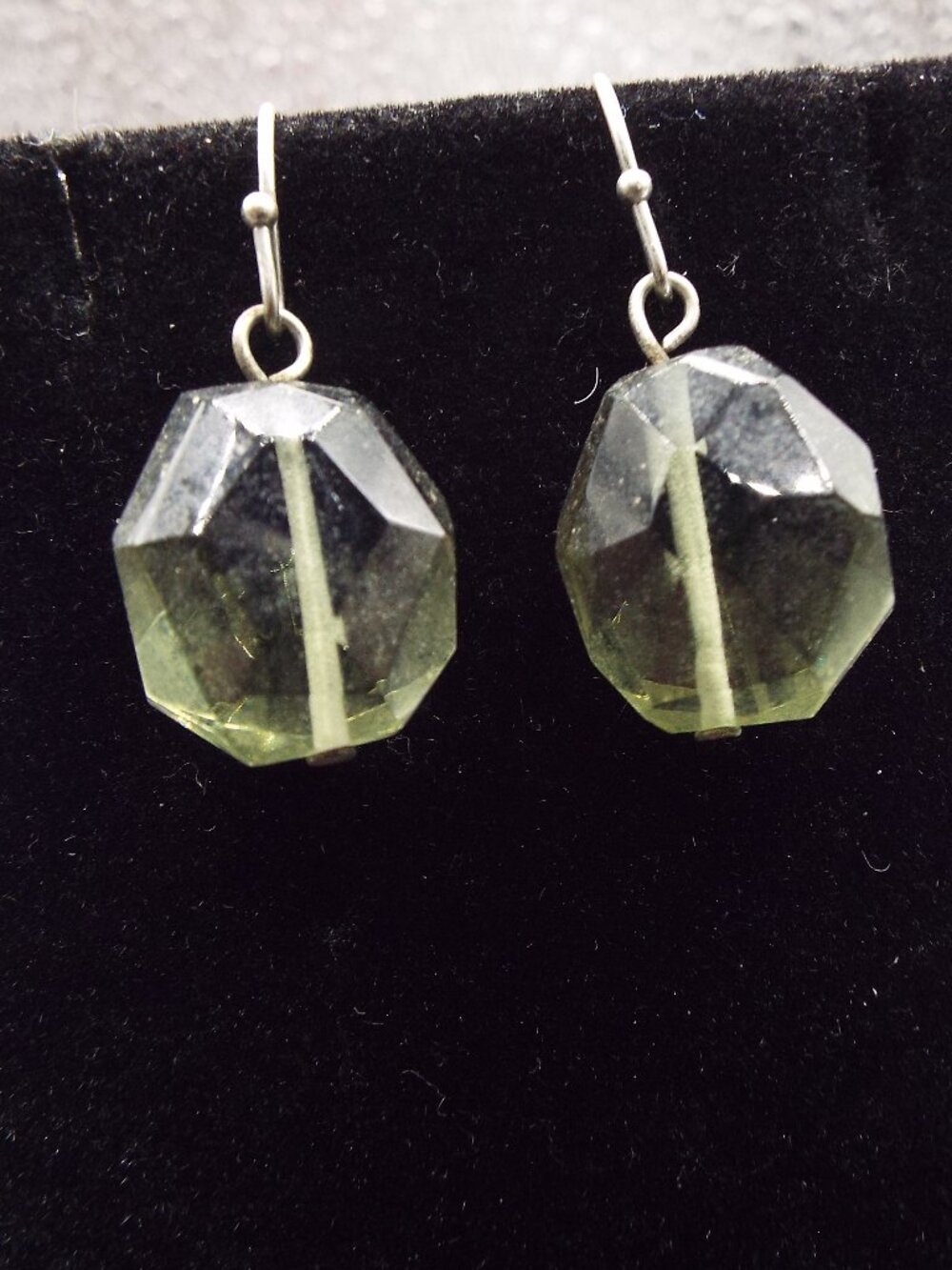 DEB GUYOT STERLING SMOKY GREEN HERKIMER CRYSTAL DROP EARRINGS 69
